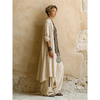 Loose-fitting Robe And Wide-leg Pants Three-piece Set For Women - RALO COLLECTION STUDIO