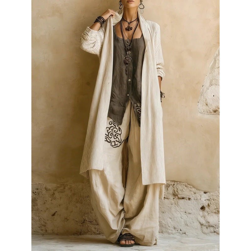 Loose-fitting Robe And Wide-leg Pants Three-piece Set For Women - RALO COLLECTION STUDIO