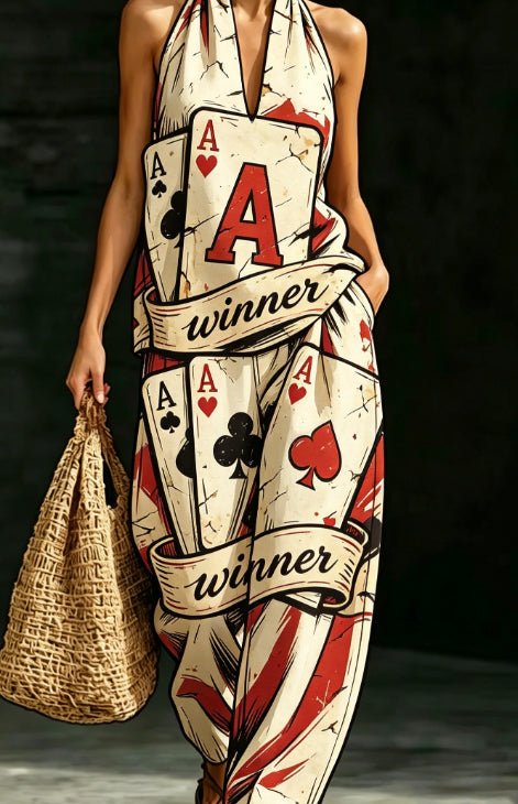Loose V-neck Sleeveless Striped Casual Suit - RALO COLLECTION STUDIO