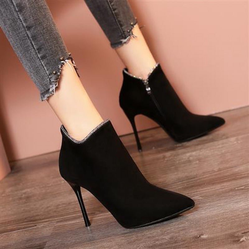 Women’s Pointed Toe Martin Boots – Stiletto High Heel Short Winter Boots - RALO COLLECTION STUDIO