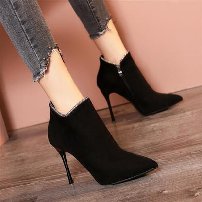 Women’s Pointed Toe Martin Boots – Stiletto High Heel Short Winter Boots - RALO COLLECTION STUDIO