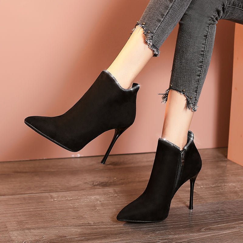 Women’s Pointed Toe Martin Boots – Stiletto High Heel Short Winter Boots - RALO COLLECTION STUDIO