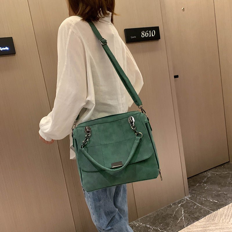 Matte Women Scrub Female Shoulder Bags Large Capacity Matcha Green PU Leather Lady Totes Boston Bag for Travel Hand Bags - RALO COLLECTION STUDIO