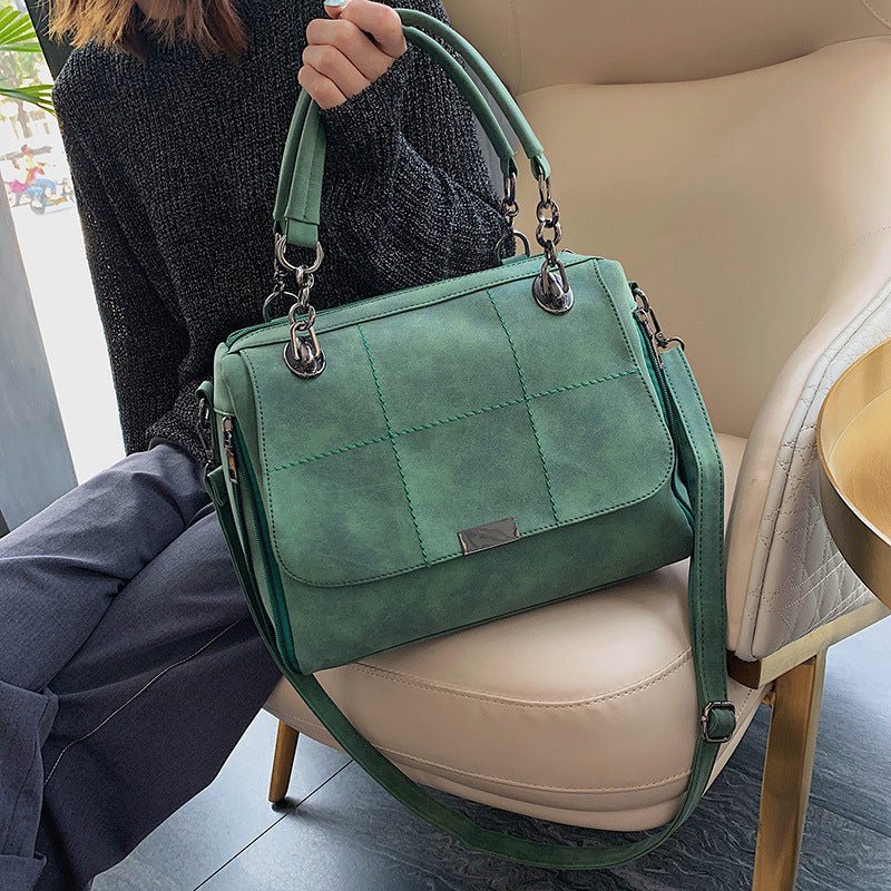 Matte Women Scrub Female Shoulder Bags Large Capacity Matcha Green PU Leather Lady Totes Boston Bag for Travel Hand Bags - RALO COLLECTION STUDIO