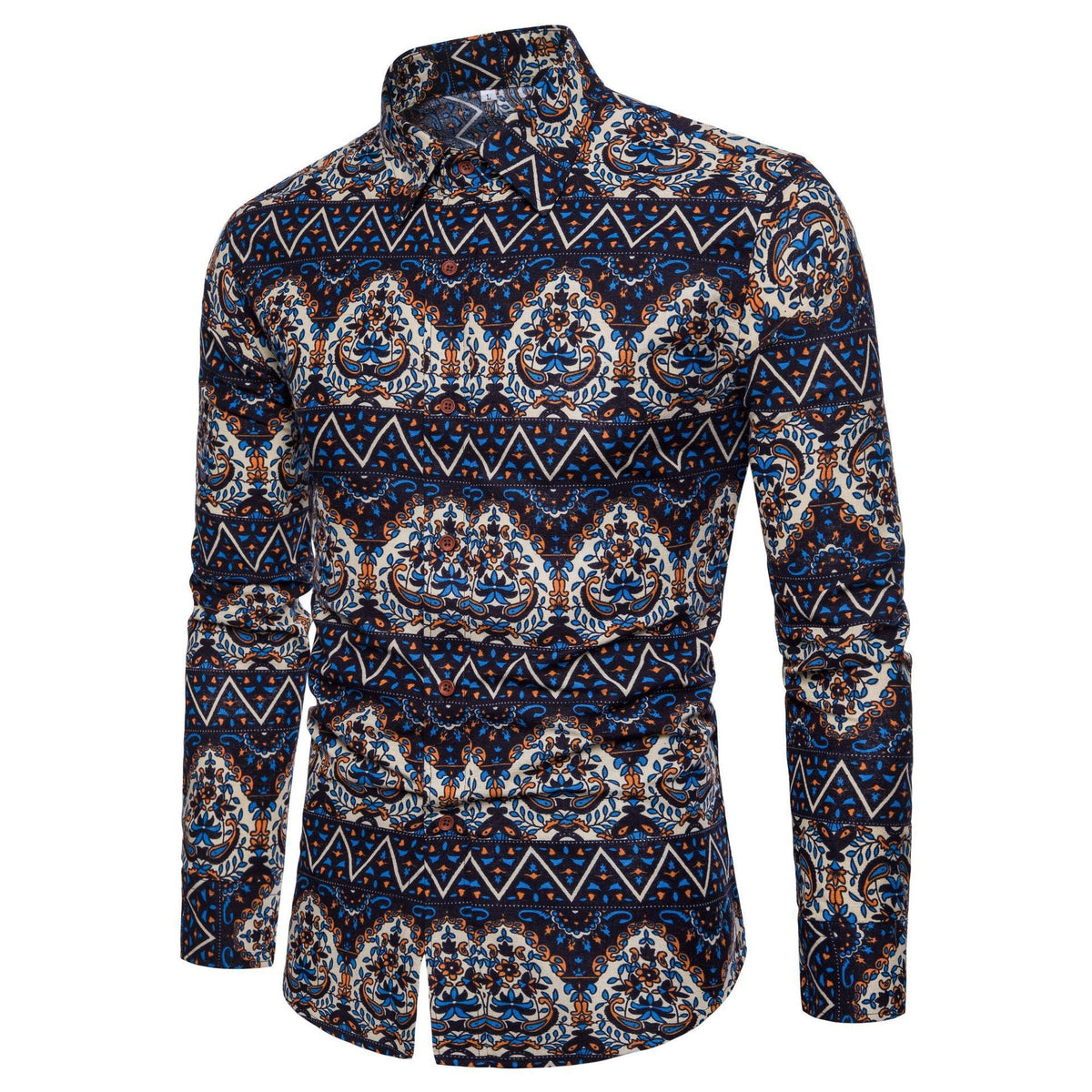 Men Long Sleeve Cotton Flower Shirt - RALO COLLECTION STUDIO