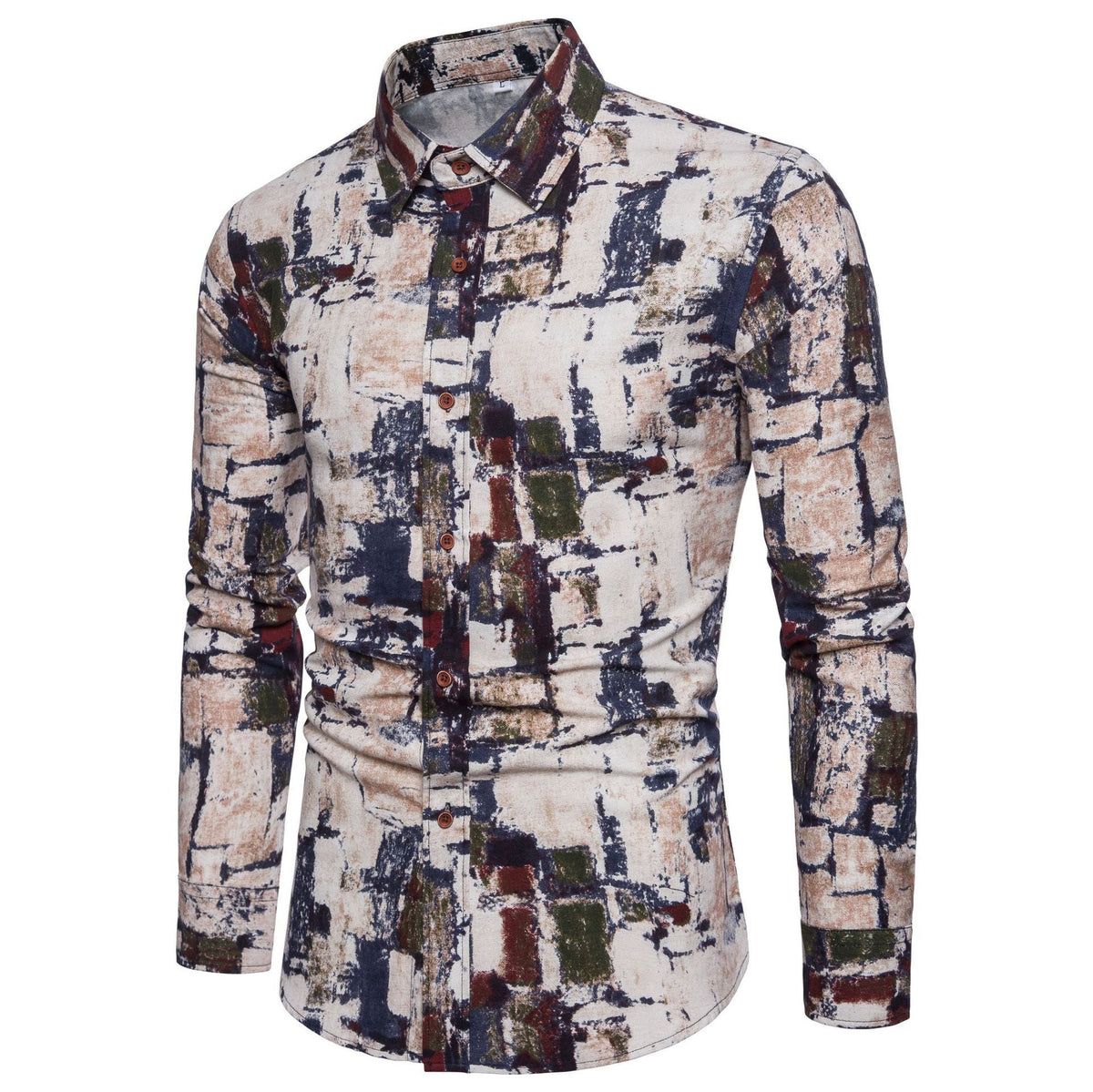 Men Long Sleeve Cotton Flower Shirt - RALO COLLECTION STUDIO