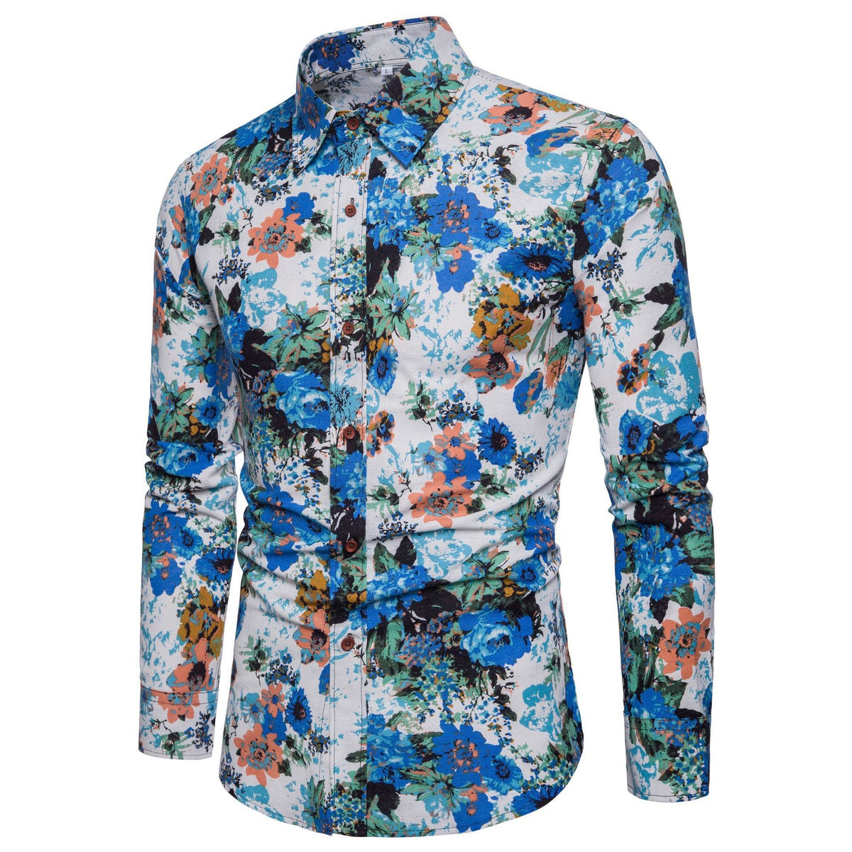 Men Long Sleeve Cotton Flower Shirt - RALO COLLECTION STUDIO