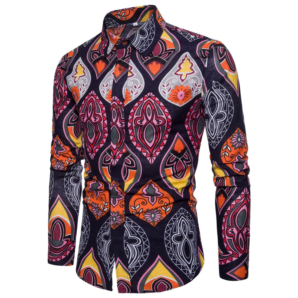 Men Long Sleeve Cotton Flower Shirt - RALO COLLECTION STUDIO