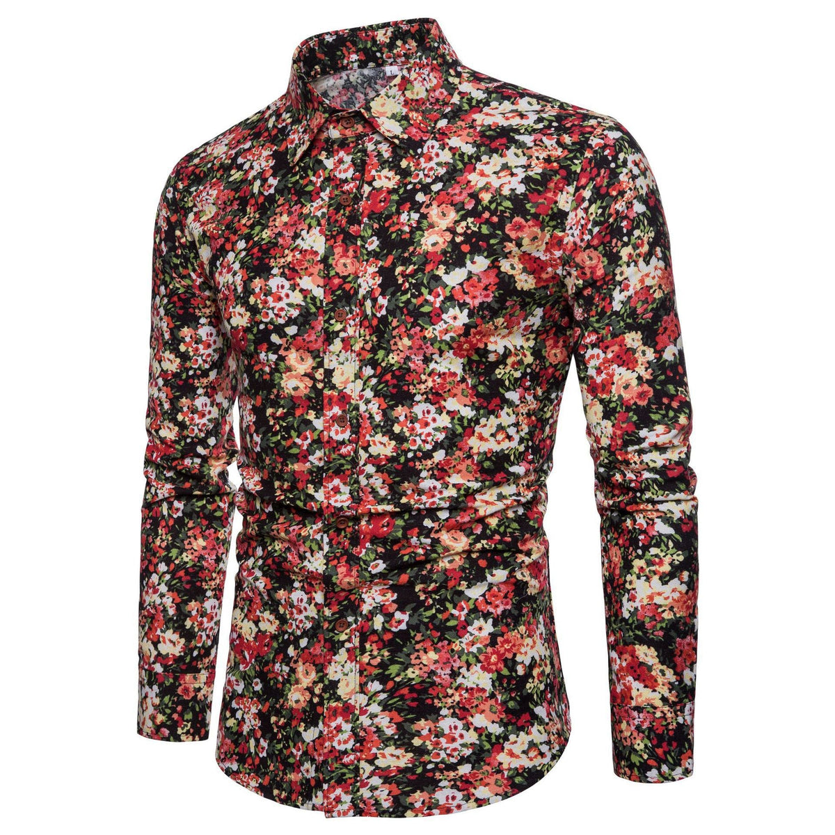 Men Long Sleeve Cotton Flower Shirt - RALO COLLECTION STUDIO