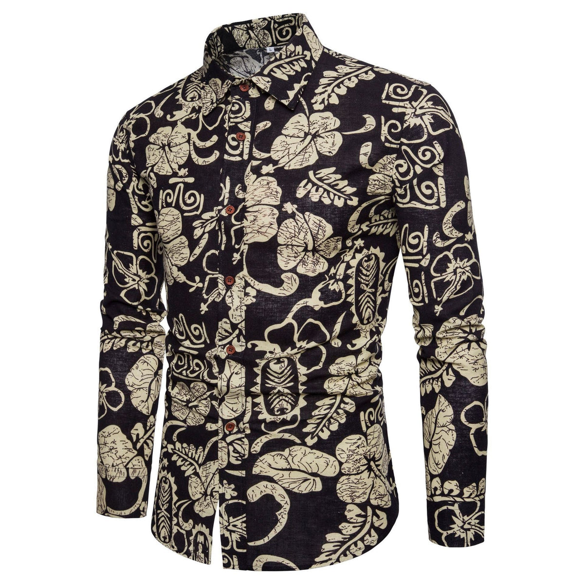 Men Long Sleeve Cotton Flower Shirt - RALO COLLECTION STUDIO
