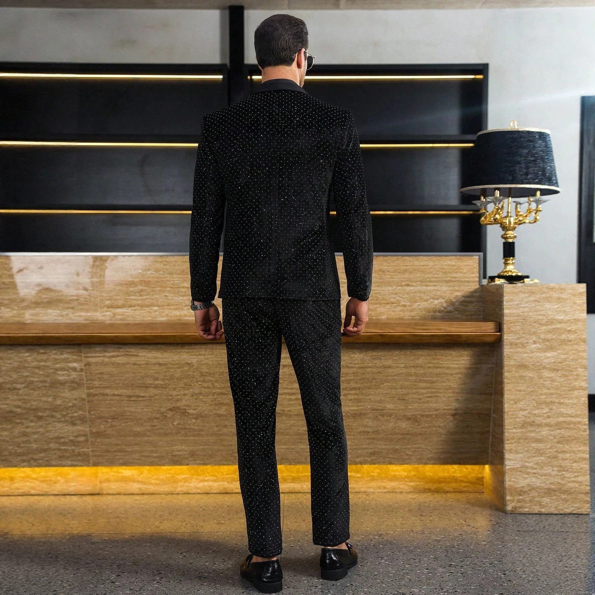 Mens Black Formal Suit Set With Subtle Glitter - RALO COLLECTION STUDIO