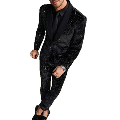 Mens Black Formal Suit Set With Subtle Glitter - RALO COLLECTION STUDIO