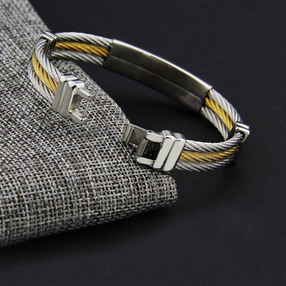 RALO Collection Men’s 3-Row Stainless Steel Cross Bracelet – Christian Punk Wire Chain Bangle - RALO COLLECTION STUDIO