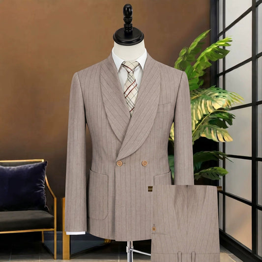 Mens Business Gentleman Formal Double-Breasted Suit Set - RALO COLLECTION STUDIO