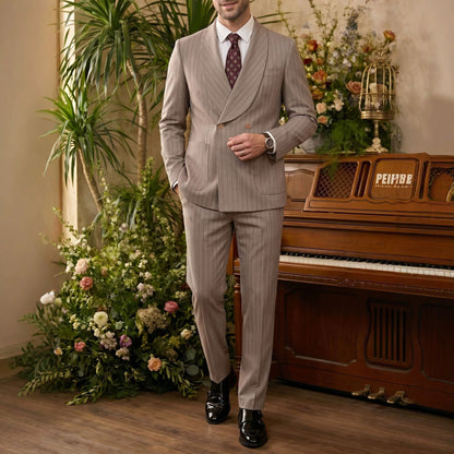 Mens Business Gentleman Formal Double-Breasted Suit Set - RALO COLLECTION STUDIO