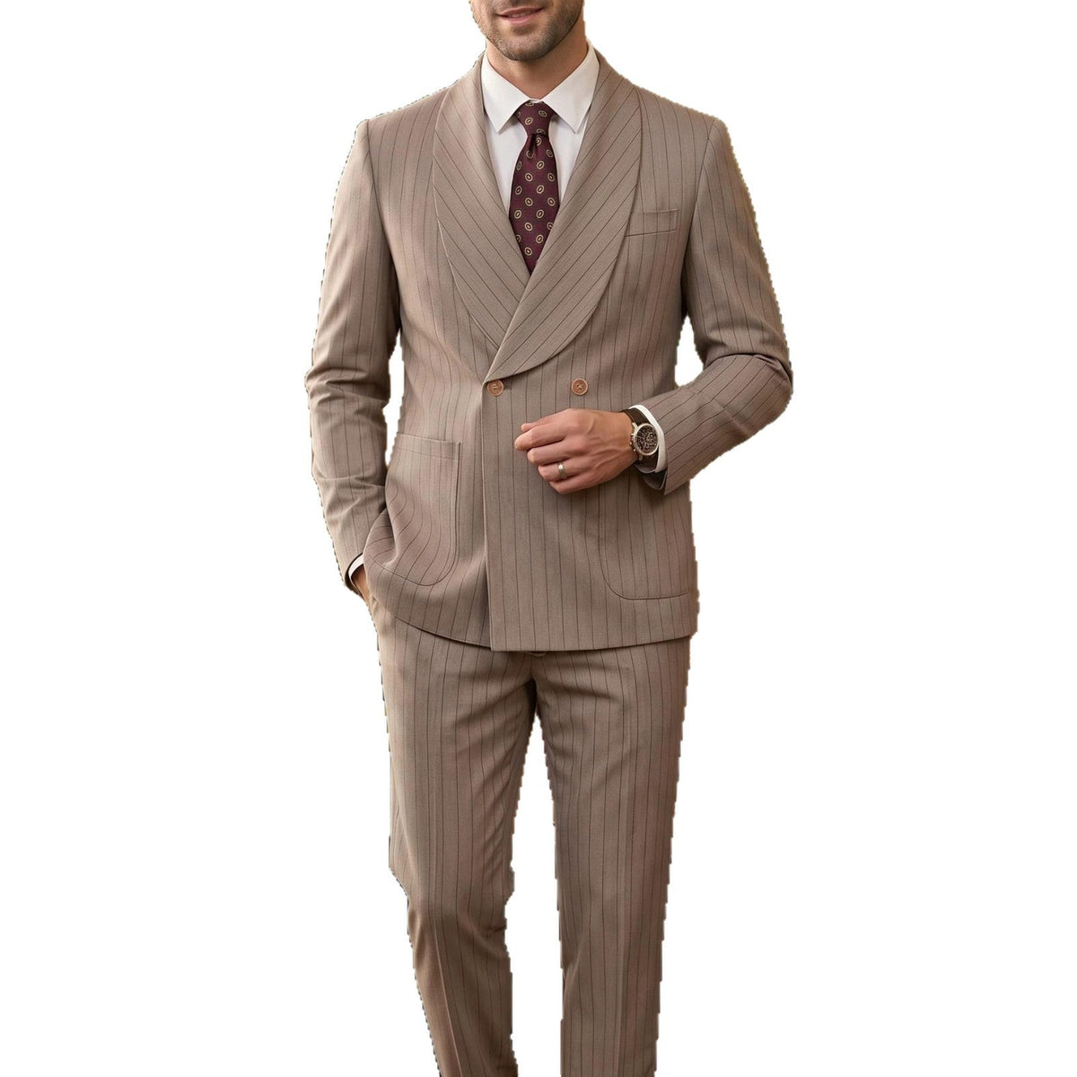Mens Business Gentleman Formal Double-Breasted Suit Set - RALO COLLECTION STUDIO