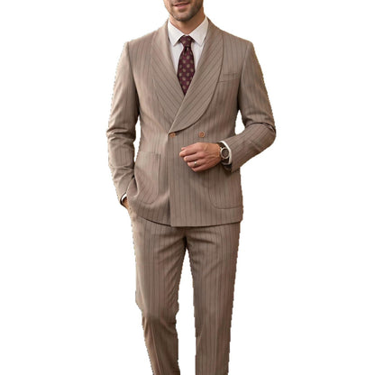 Mens Business Gentleman Formal Double-Breasted Suit Set - RALO COLLECTION STUDIO