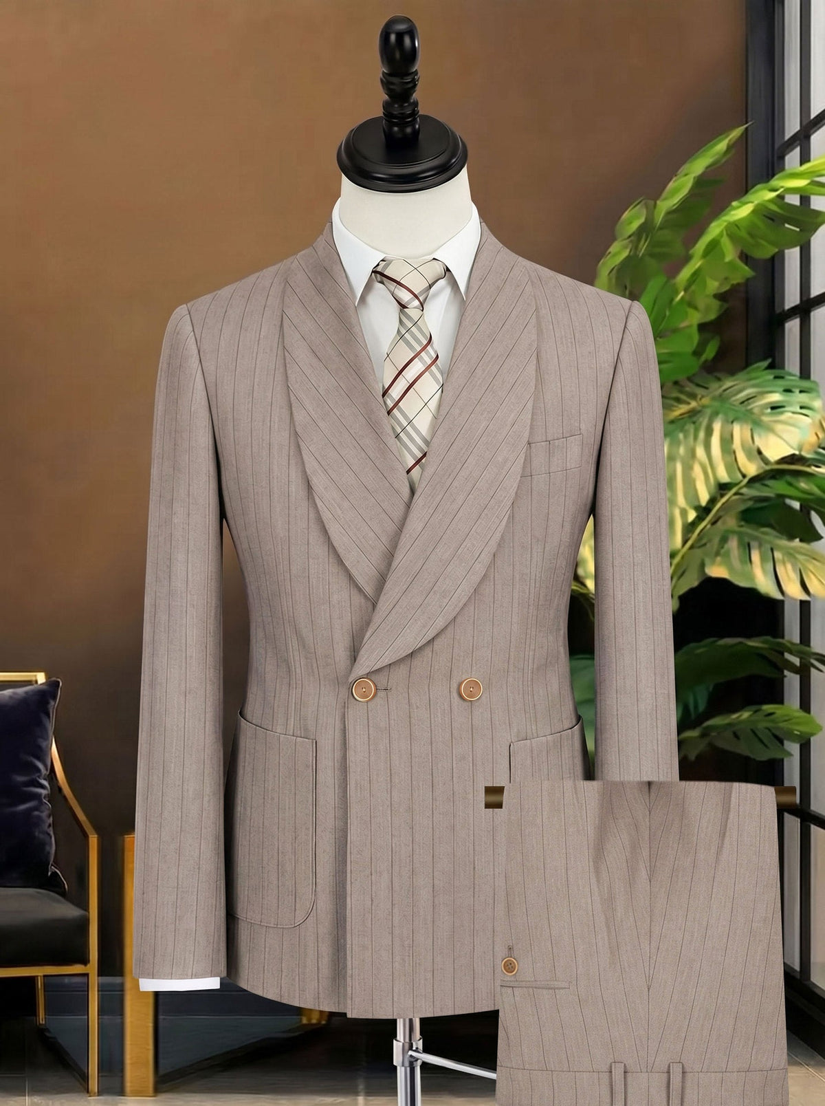 Mens Business Gentleman Formal Double-Breasted Suit Set - RALO COLLECTION STUDIO