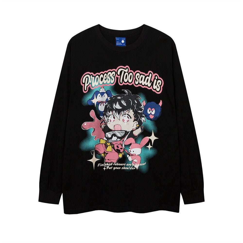 Men's Cartoon Anime Print Long Sleeve T-shirt - RALO COLLECTION STUDIO
