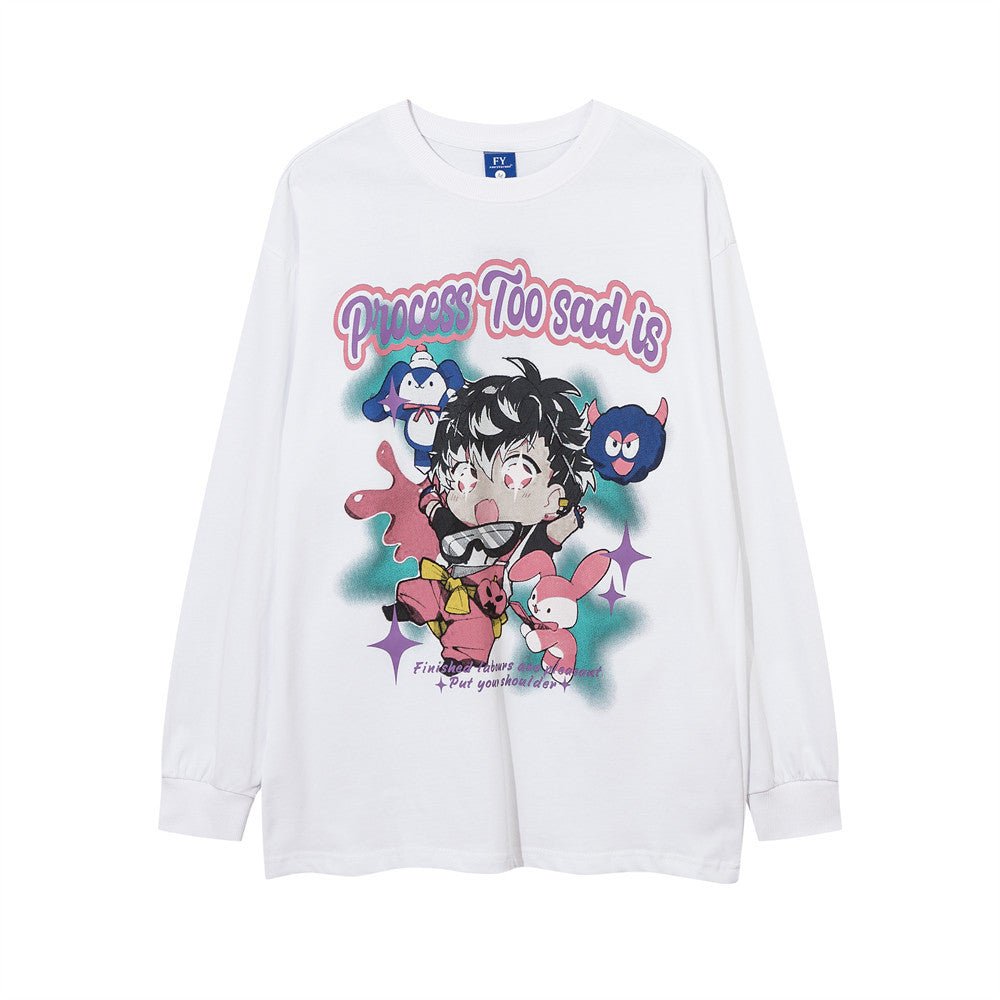Men's Cartoon Anime Print Long Sleeve T-shirt - RALO COLLECTION STUDIO