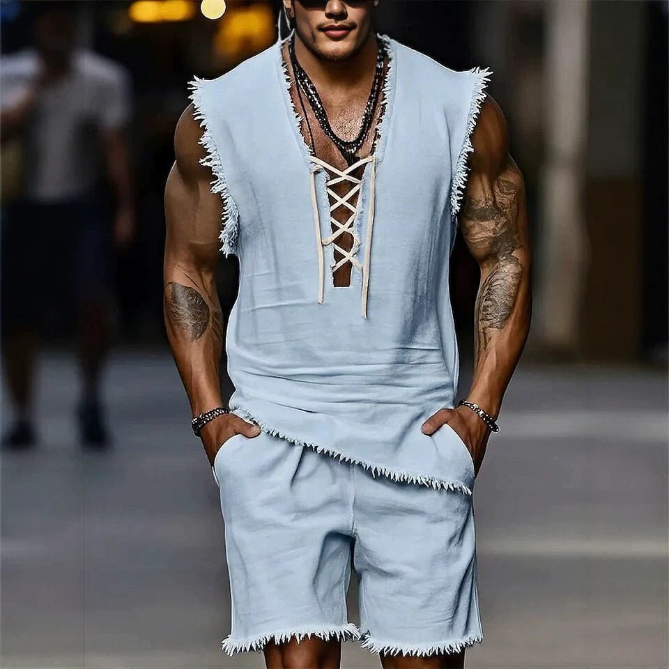 Mens Casual Fashion Vest And Shorts Set - RALO COLLECTION STUDIO
