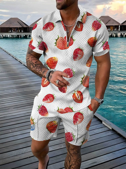 Mens Casual Short-sleeve Printed Top And Shorts Set - RALO COLLECTION STUDIO
