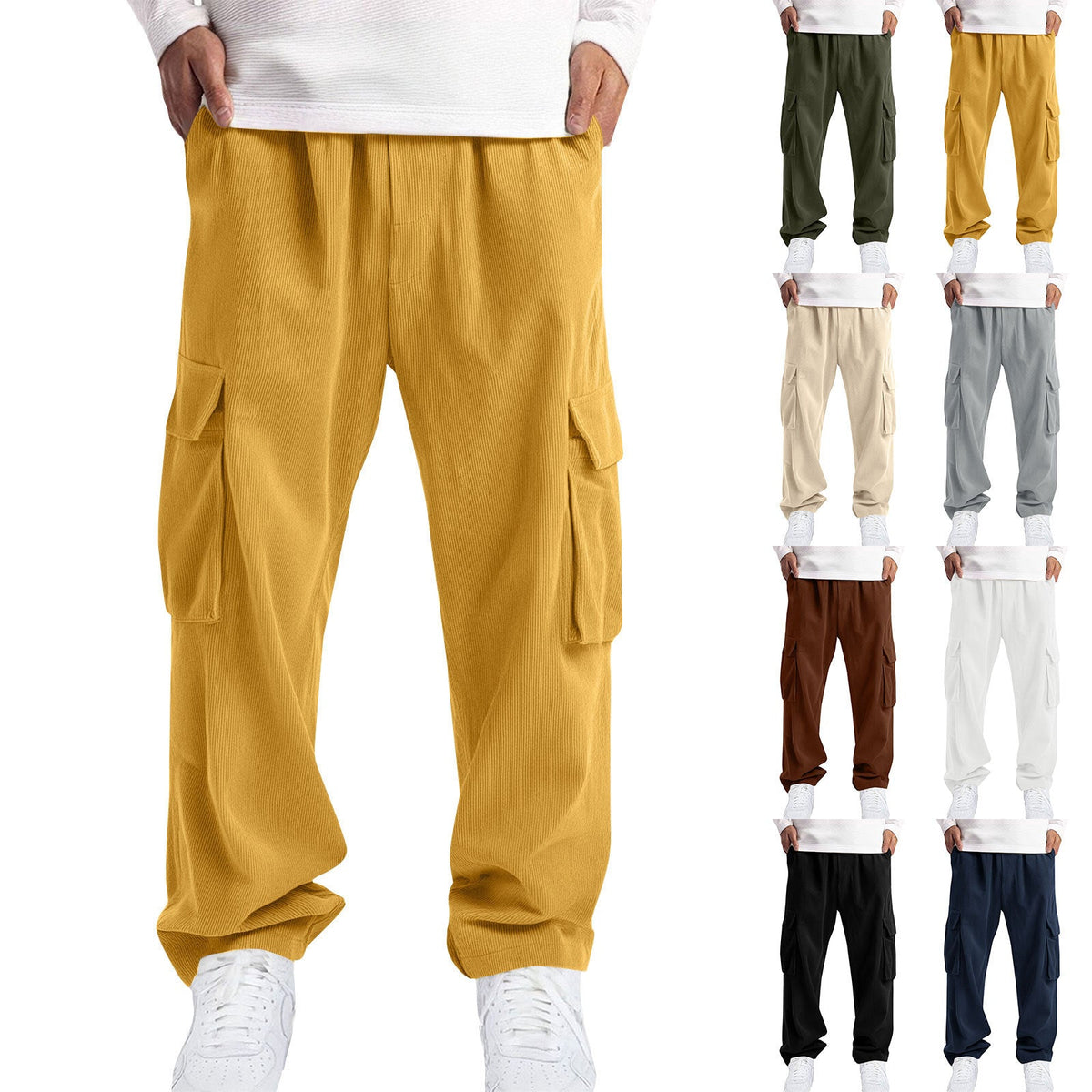 Mens Casual Sporty Corduroy Jogger Work Pants - RALO COLLECTION STUDIO