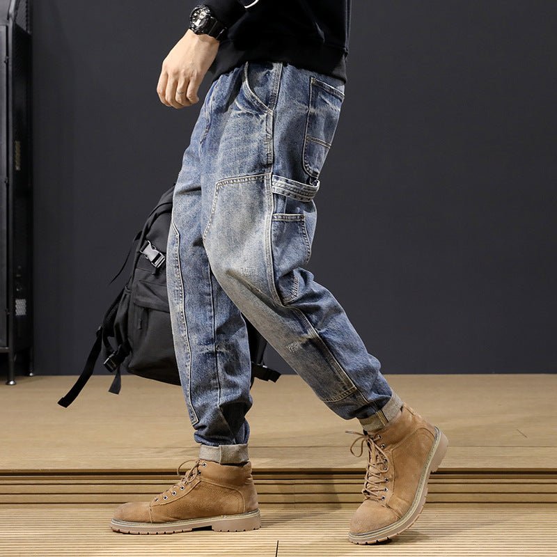 Men's Fall Winter Jeans, Loose Fit, Trendy Brand, Tapered Leg, Long Pants, Plus Size For Big Guys, Fashionable, Versatile, Casual Harem Pants - RALO COLLECTION STUDIO