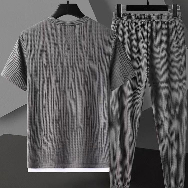 Mens Fashionable Loose-fit Short-sleeve And Long-pants Set - RALO COLLECTION STUDIO