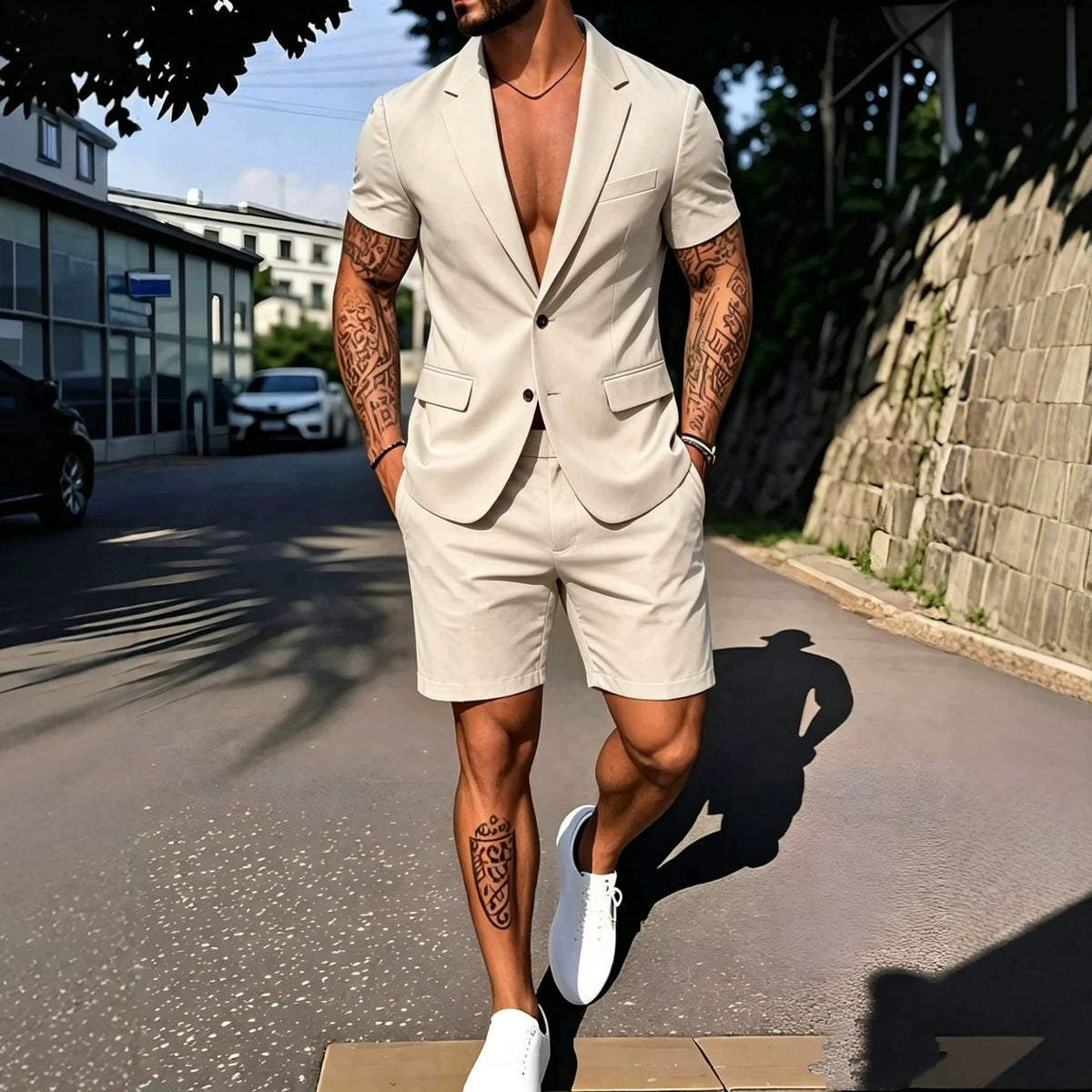 Mens Fashionable Solid-Color Suit Set - RALO COLLECTION STUDIO