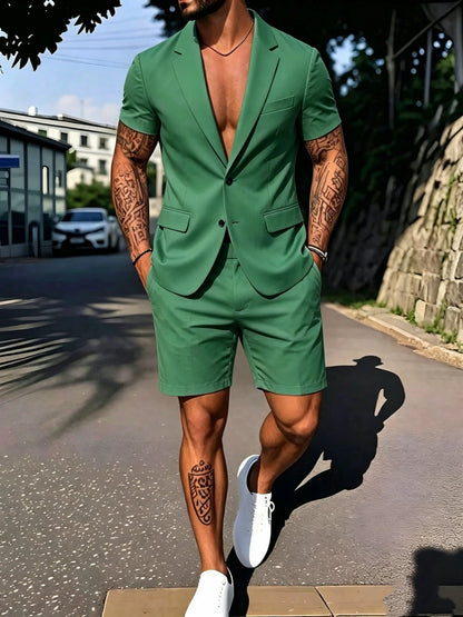 Mens Fashionable Solid-Color Suit Set - RALO COLLECTION STUDIO