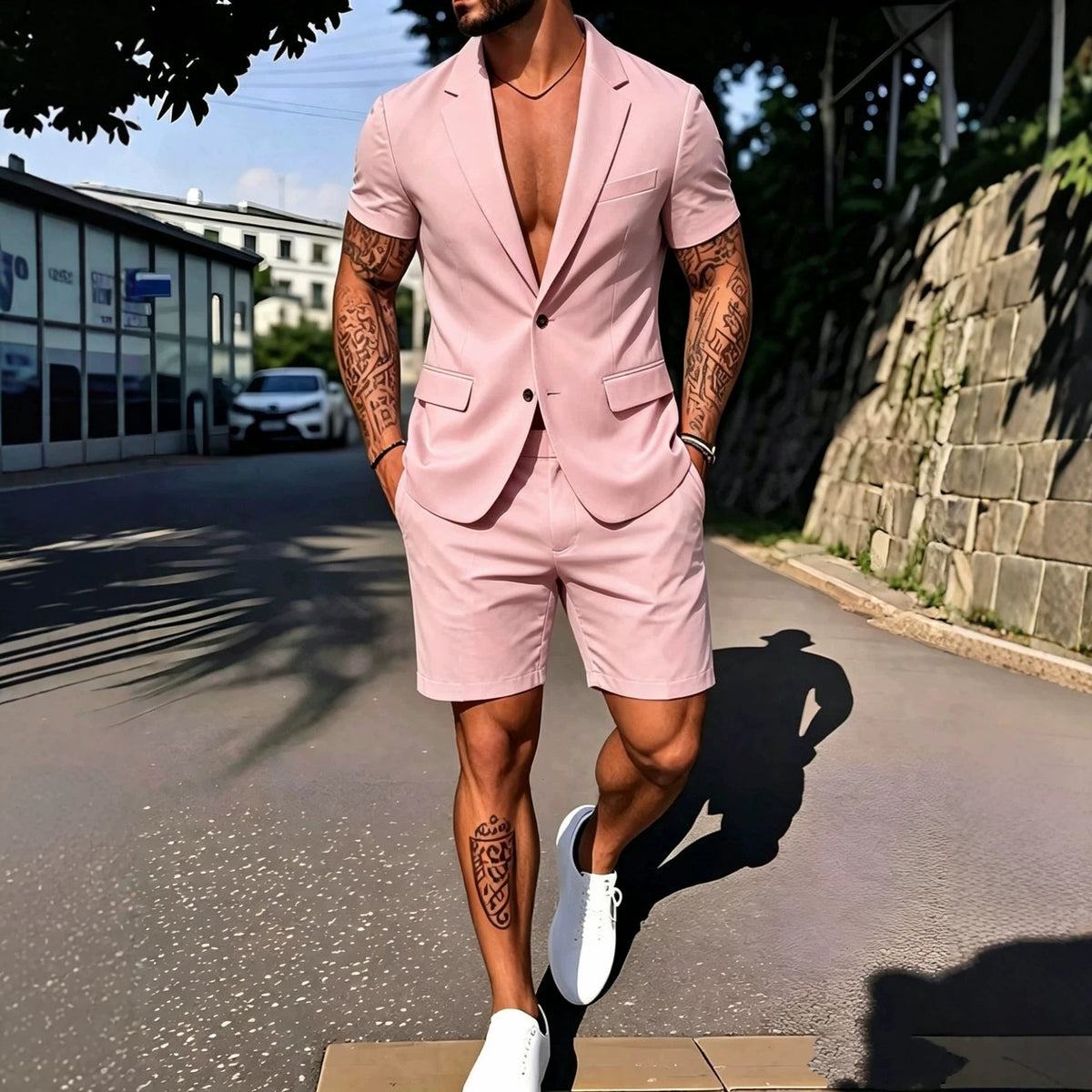 Mens Fashionable Solid-Color Suit Set - RALO COLLECTION STUDIO