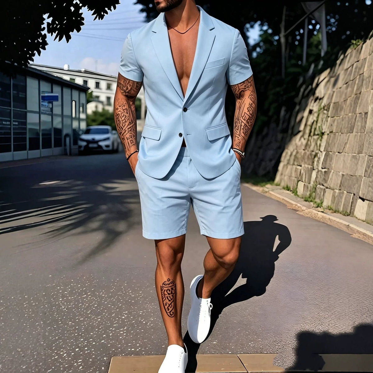 Mens Fashionable Solid-Color Suit Set - RALO COLLECTION STUDIO
