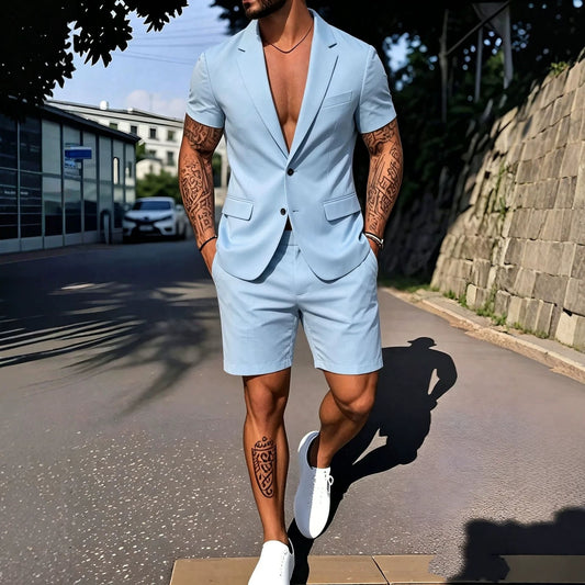 Mens Fashionable Solid-Color Suit Set - RALO COLLECTION STUDIO