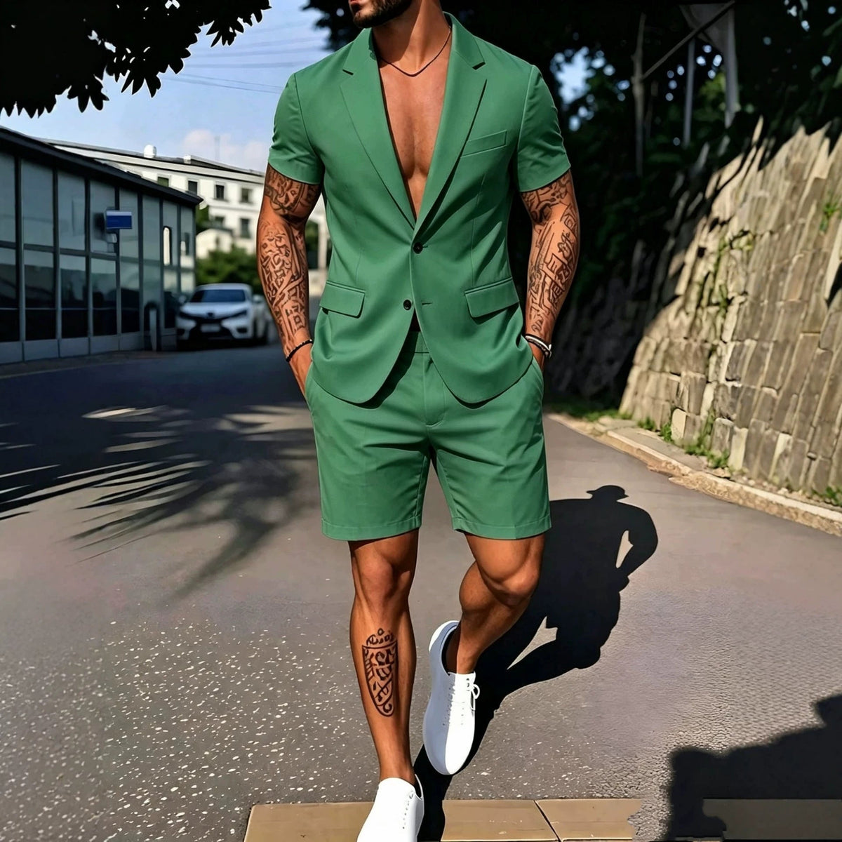 Mens Fashionable Solid-Color Suit Set - RALO COLLECTION STUDIO
