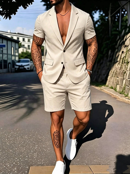 Mens Fashionable Solid-Color Suit Set - RALO COLLECTION STUDIO