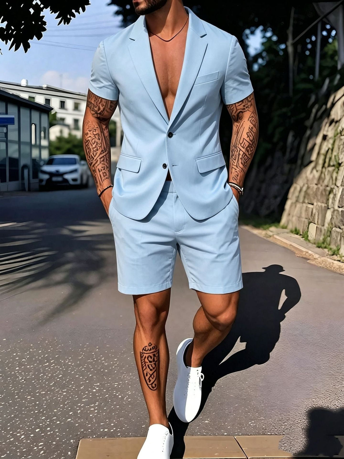 Mens Fashionable Solid-Color Suit Set - RALO COLLECTION STUDIO