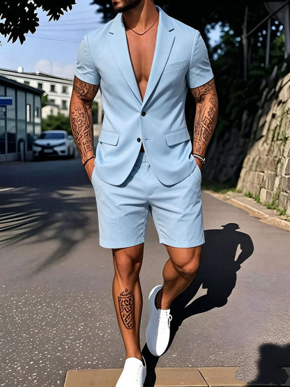 Mens Fashionable Solid-Color Suit Set - RALO COLLECTION STUDIO