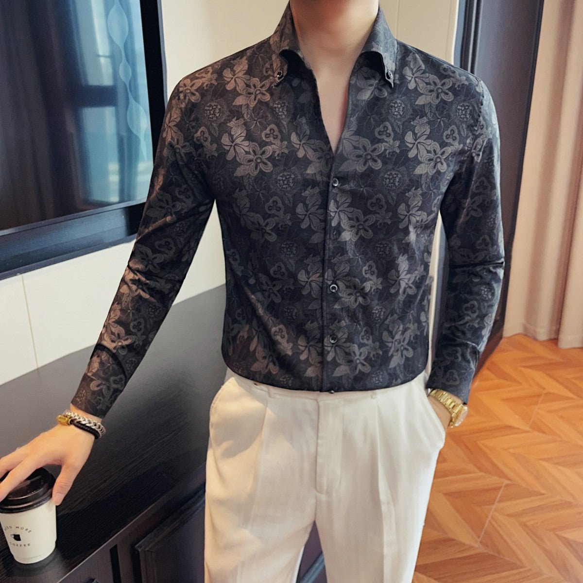 Men's Long-sleeve Floral Shirt - RALO COLLECTION STUDIO