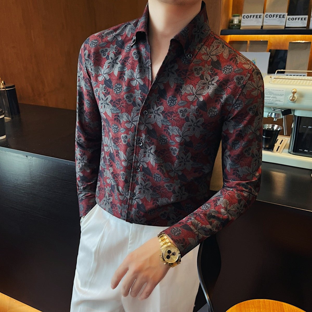 Men's Long-sleeve Floral Shirt - RALO COLLECTION STUDIO