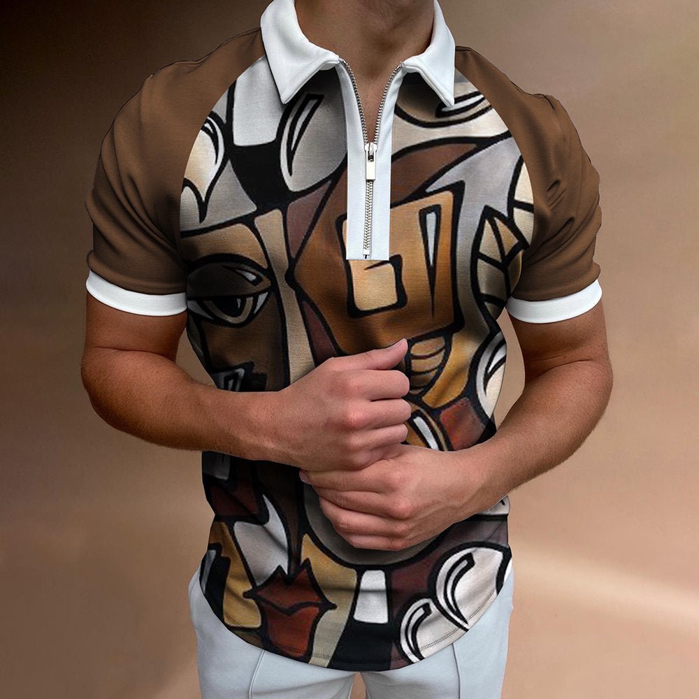 Men's POLO Shirt Striped Printed Short Sleeve T-Shirt Lapel Shirt - RALO COLLECTION STUDIO