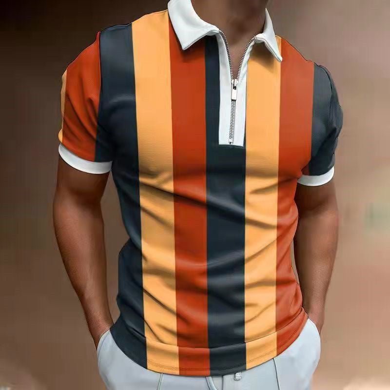 Men's POLO Shirt Striped Printed Short Sleeve T-Shirt Lapel Shirt - RALO COLLECTION STUDIO