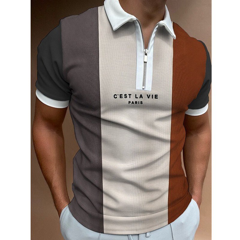 Men's POLO Shirt Striped Printed Short Sleeve T-Shirt Lapel Shirt - RALO COLLECTION STUDIO