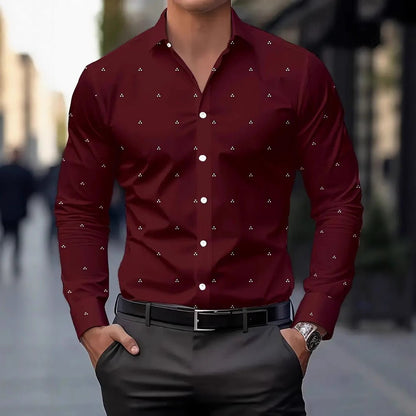 Mens Printed Polka-Dot Long-Sleeve Shirt - RALO COLLECTION STUDIO