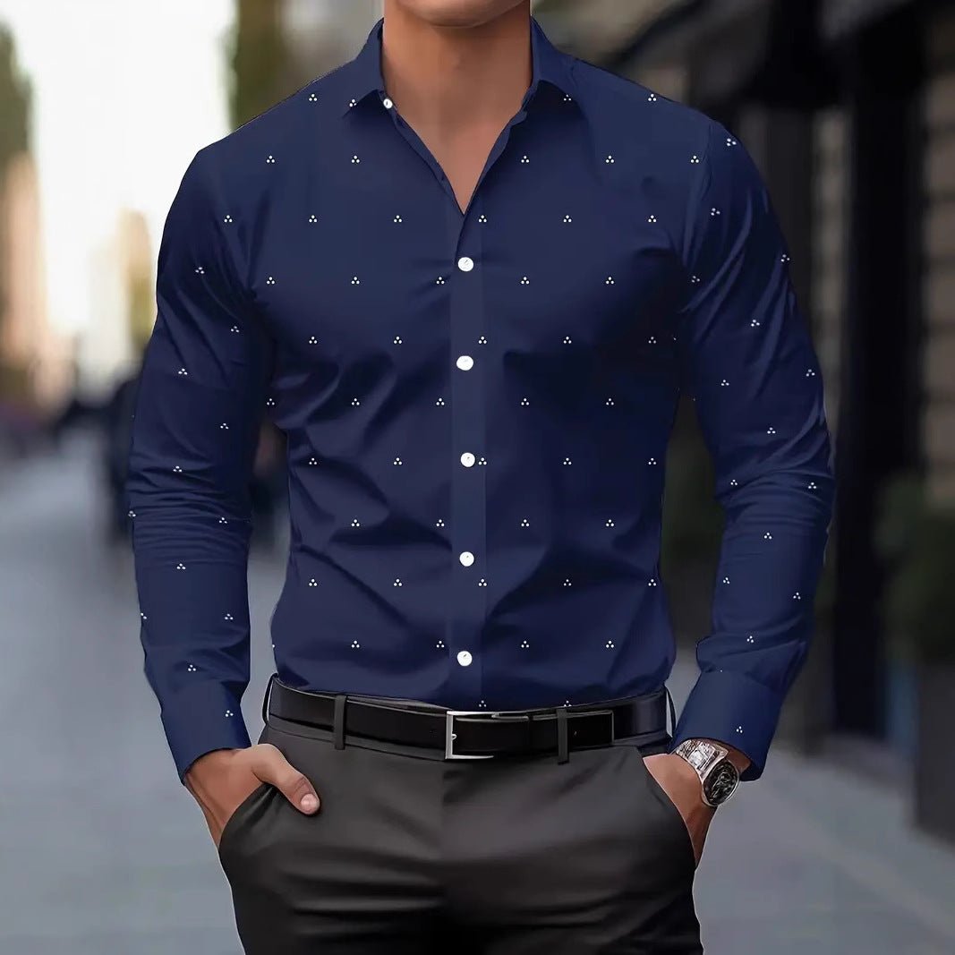 Mens Printed Polka-Dot Long-Sleeve Shirt - RALO COLLECTION STUDIO