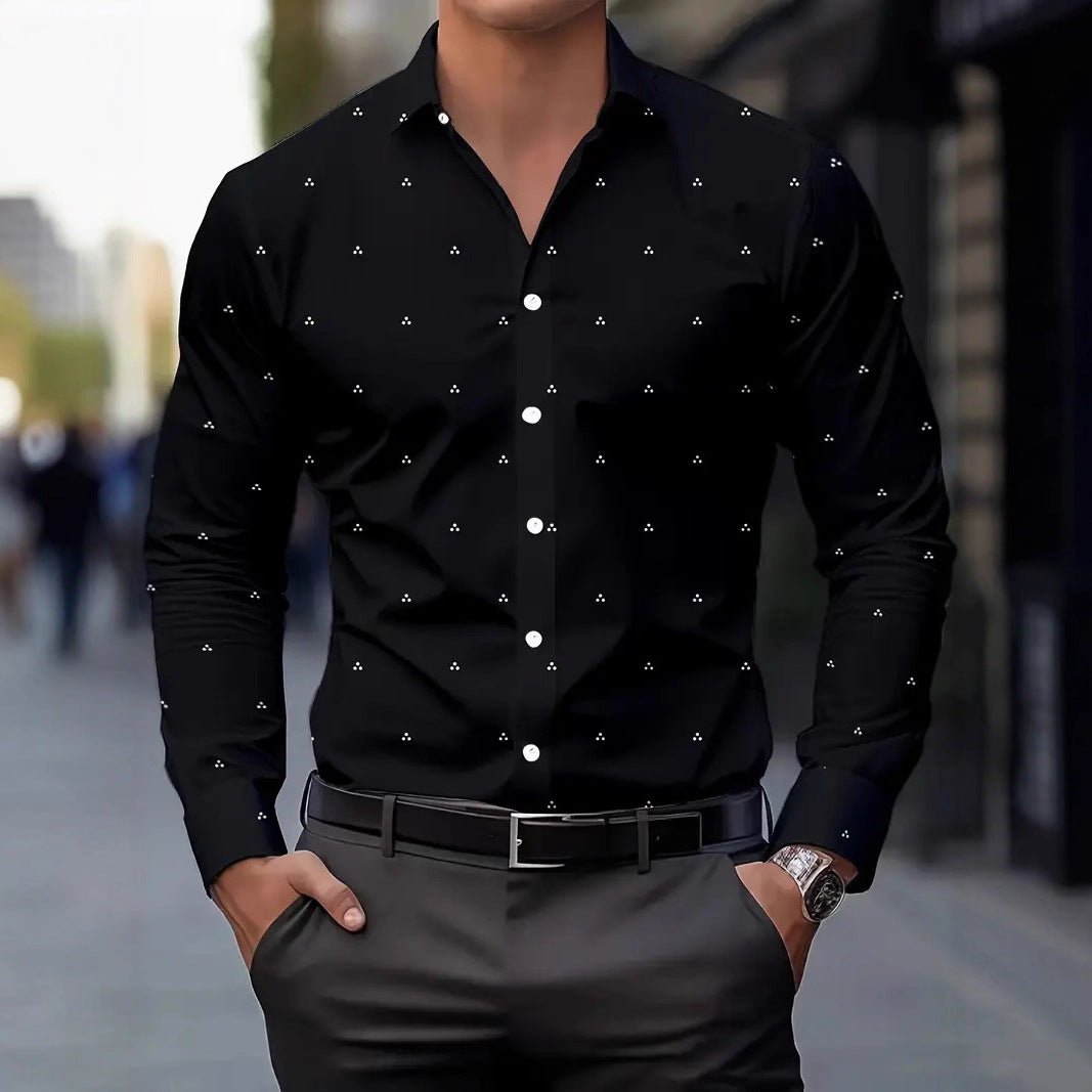 Mens Printed Polka-Dot Long-Sleeve Shirt - RALO COLLECTION STUDIO