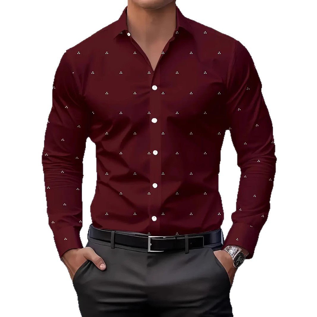 Mens Printed Polka-Dot Long-Sleeve Shirt - RALO COLLECTION STUDIO