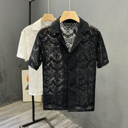 Men's Retro Breathable Hollow-Out Lace Shirt - RALO COLLECTION STUDIO