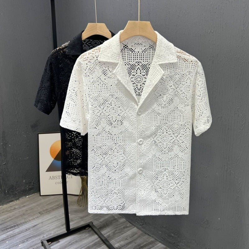 Men's Retro Breathable Hollow-Out Lace Shirt - RALO COLLECTION STUDIO
