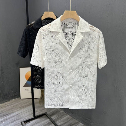 Men's Retro Breathable Hollow-Out Lace Shirt - RALO COLLECTION STUDIO